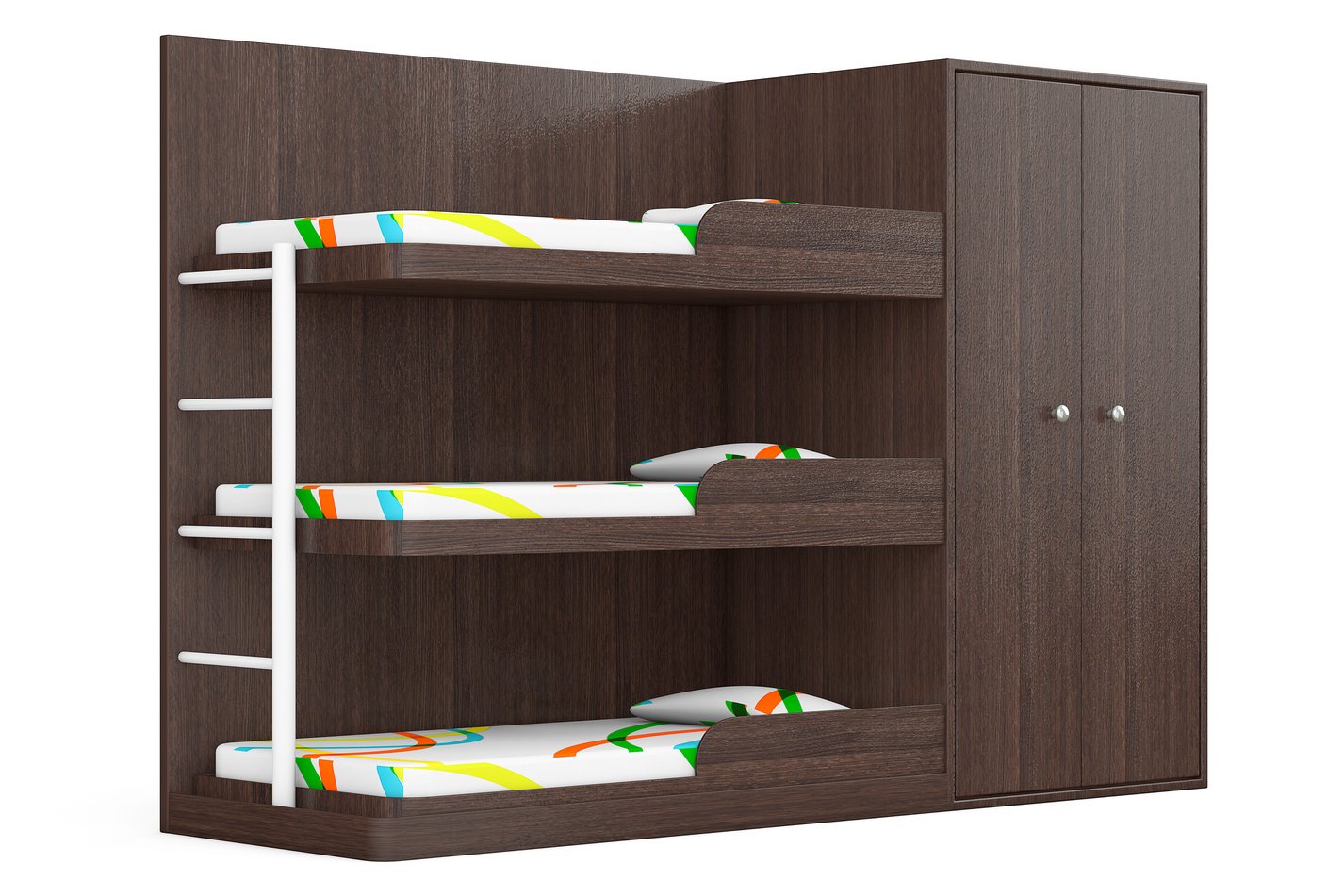 Wooden Bunk Bed. 3d Rendering