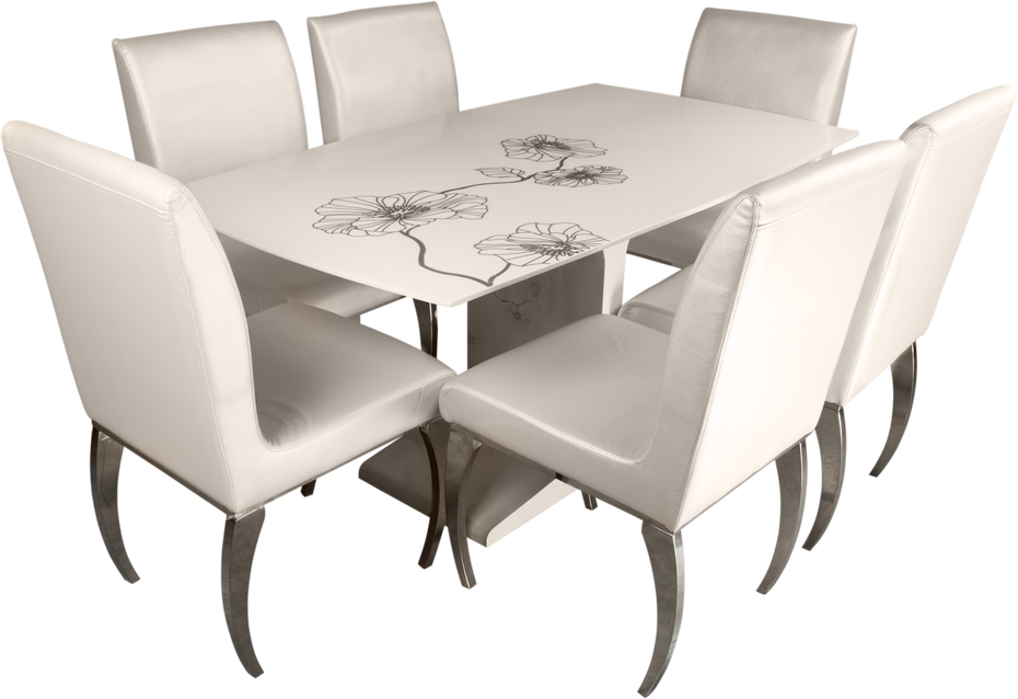 White Modern Dining Room Set - Isolated