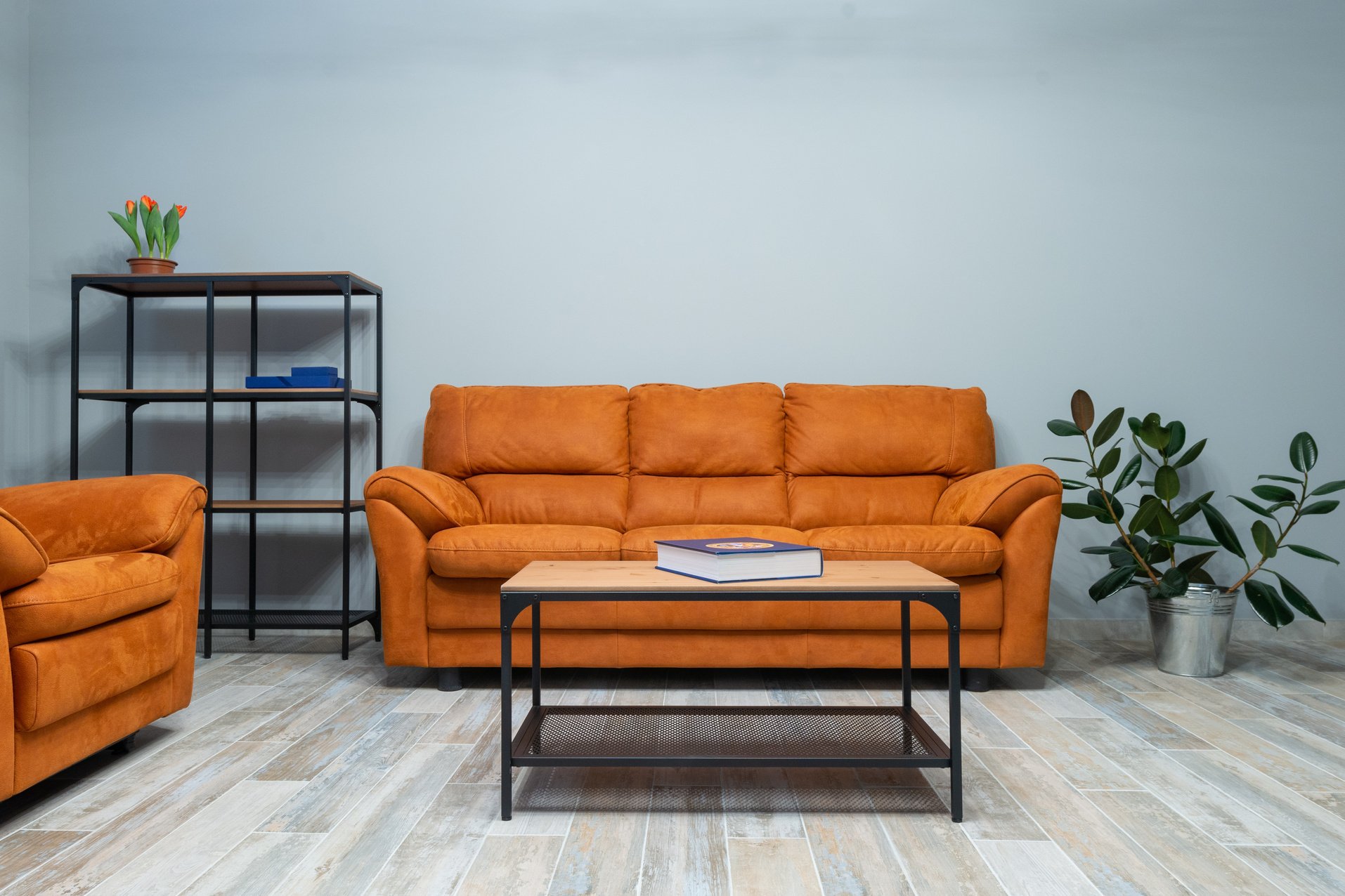 Couch near table in living room