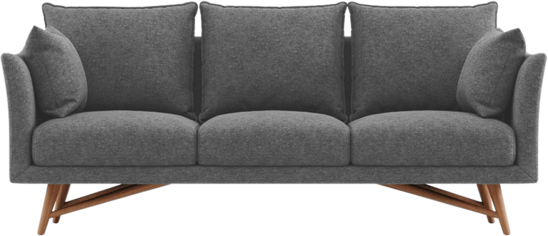 Gray Couch with Wooden Legs 